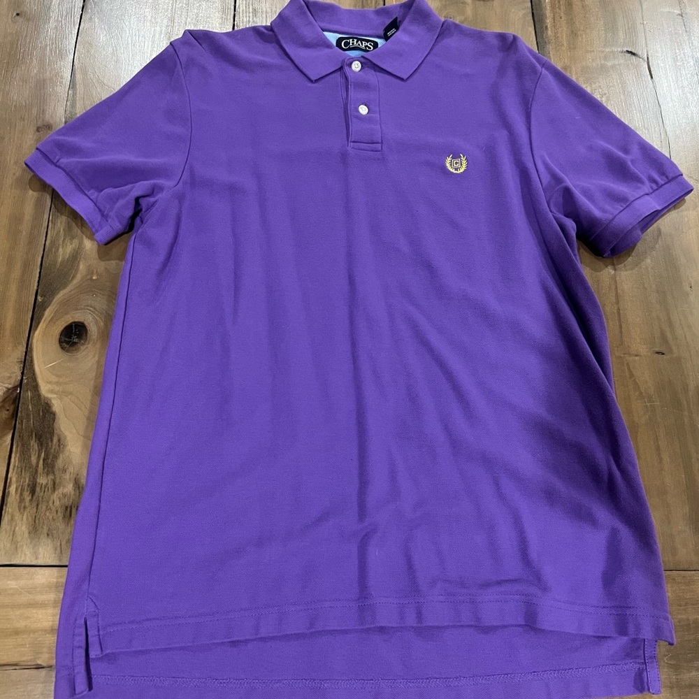 Chaps Men’s Short Sleeve Polo Shirt, Size Medium, Purple